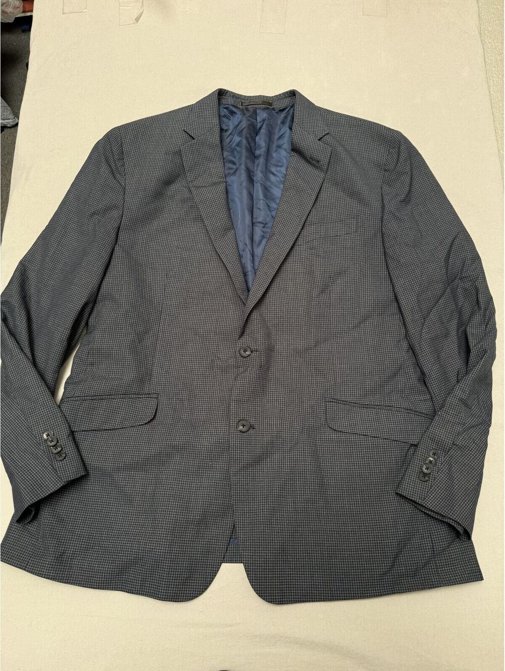 Kenneth Cole Reaction Blazer Navy Checker Suit Jacket - 46L